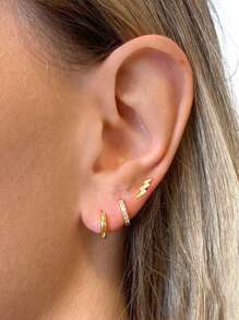 3PCS S925 Sterling Silver Eyes Earring Set For Woman Wedding Jewelry Earring - Gold - View 2