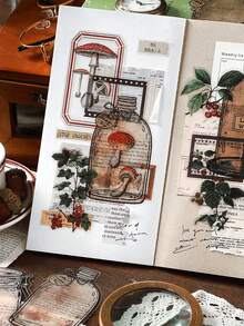 Infeel.Me 40入組/袋寵物貼紙包,山景旅程系列,創意森林和植物裝飾用於手帳 - 彩色 - 查看 4