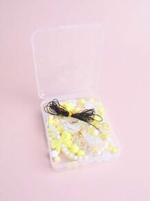 1盒多種顏色的珠子隨機混合花朵、心形、蝴蝶、熊等各種形狀, 適用於女性和兒童的手機吊飾、鑰匙鏈等 - 黃色 - 查看 4