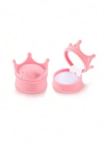 1 件卡通优雅皇冠戒指首饰盒包装可爱求婚结婚戒指盒情人节惊喜礼品盒带塑料水钻，圣诞礼物 - 粉色 - 查看 2