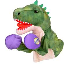Títere De Mano Animal - Títere De Boxeo De Dinosaurio T-rex Para Niños Para Mejorar Habilidades Sociales E Interactivas, Adecuado Para Niños Y Niñas, Con Efectos De Sonido - Verde - Ver 1