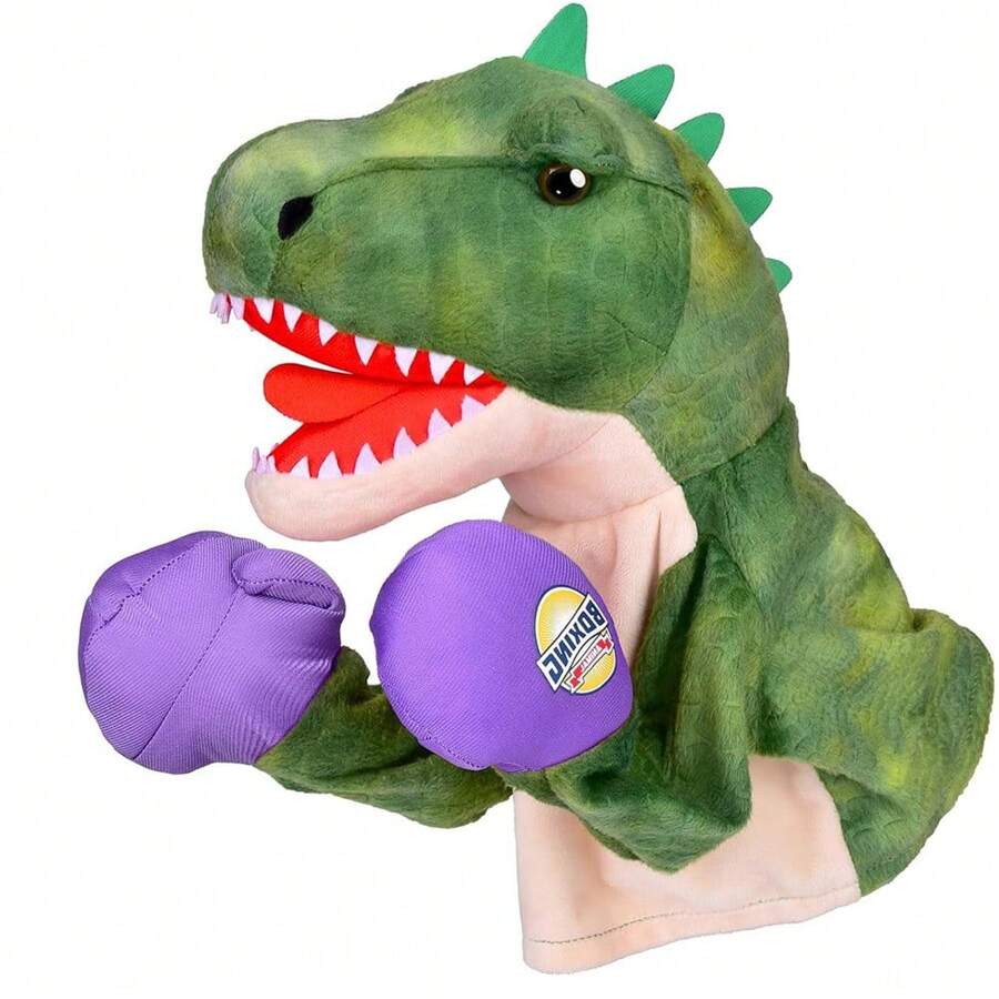 Títere De Mano Animal - Títere De Boxeo De Dinosaurio T-rex Para Niños Para Mejorar Habilidades Sociales E Interactivas, Adecuado Para Niños Y Niñas, Con Efectos De Sonido - Verde - Ver 1