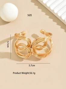 Fashion this season F&S 1只誇張的編織風格寬開口彈簧手鐲,個性化、高端、時尚、抽象、復古、誇張、輕奢、優雅,適合穿著見朋友或外出娛樂 - 金色 - 查看 9