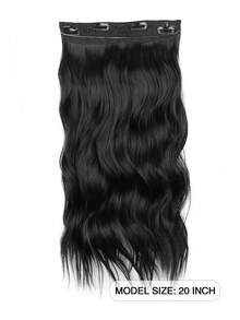 nimoki 隱形鋼絲接髮可調式長波浪接髮合成升級 4 個安全夾假髮（黑色） - 黑色 - 查看 4