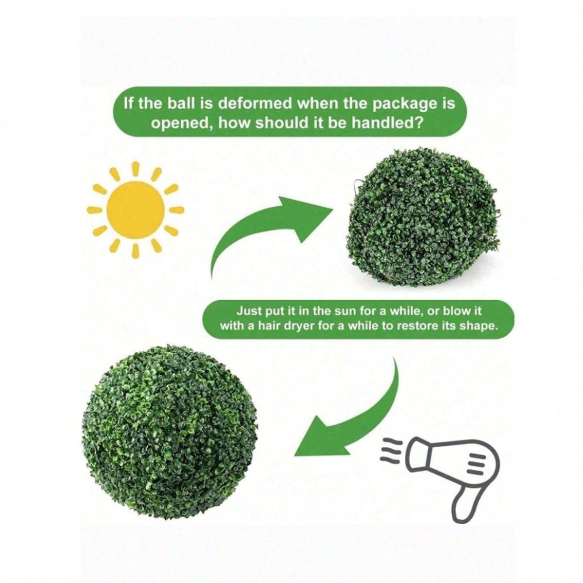 1 PC Green Artificial Plant Ball,Artificial Grass Ball,Boxwood Topiary
