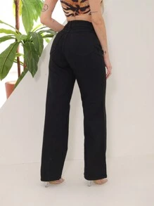 Women Jeans - 黑色 - 查看 2