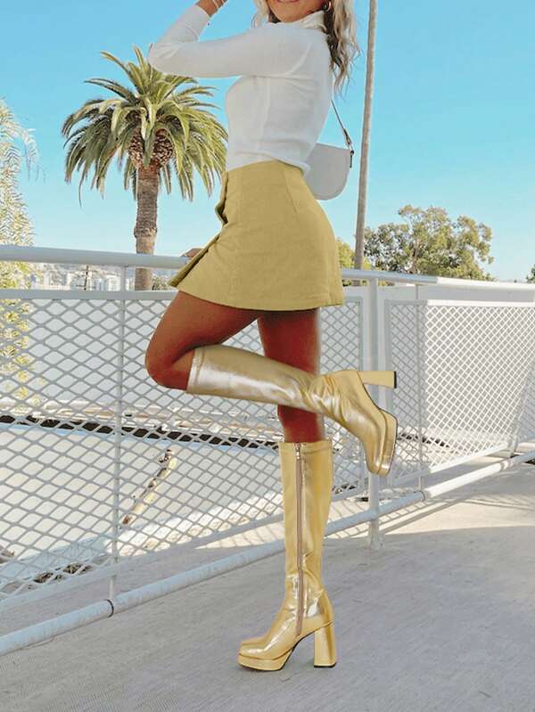 60s Gogo Boots GOGO Boots For Women, Knee High Boots, Mid Block