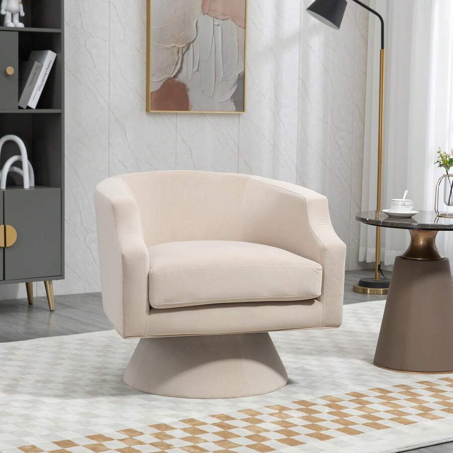 HOMEFUN 360 Degree Swivel Cuddle Barrel Accent Sofa Chairs, Round