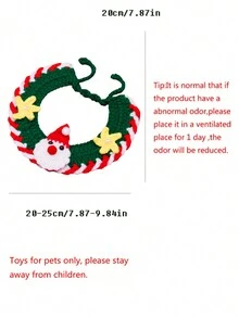 貓狗聖誕鈴鐺項圈,手工編織圍巾配聖誕老人設計吊墜,適用於寵物 - 彩色 - 查看 6