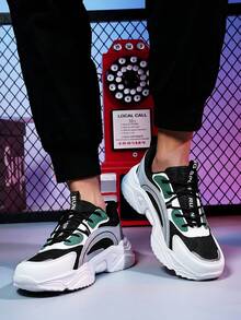 Fashionable Men's Leather Chunky Shoes, Breathable, Non-Slip, Low-Top Lace-Up Design, Perfect For Casual Occasions And Sports - Multicolor - View 6