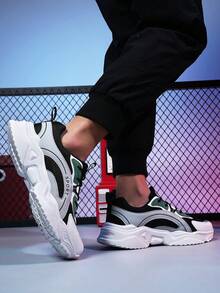 Fashionable Men's Leather Chunky Shoes, Breathable, Non-Slip, Low-Top Lace-Up Design, Perfect For Casual Occasions And Sports - Multicolor - View 5