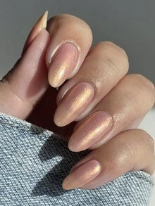 24入組實心淺粉色指甲夾,適用於女孩妝點指甲魔鏡,亮麗微妙的金色閃粉,附贈1件果凍膠水和1件迷你指甲銼 - 淺粉色 - 查看 6