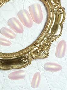 24入組實心淺粉色指甲夾,適用於女孩妝點指甲魔鏡,亮麗微妙的金色閃粉,附贈1件果凍膠水和1件迷你指甲銼 - 淺粉色 - 查看 5