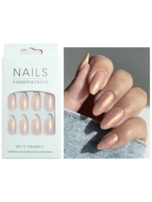 24入組實心淺粉色指甲夾,適用於女孩妝點指甲魔鏡,亮麗微妙的金色閃粉,附贈1件果凍膠水和1件迷你指甲銼 - 淺粉色 - 查看 2