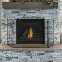 HOMCOM Biombo Chimenea de 3 Paneles Pantalla de Chimenea Plegable con Bisagras 132,5x76,5 cm ​Estructura de Metal Resistente Malla Decorativa Negro - Negro - Ver 1
