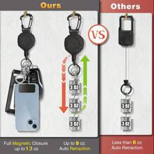 1set Expandable Badge Reel, Heavy Duty Retractable Keychain, With Tactical Id Card Holder (Fits 5 Cards) - 31.5 Inch (Approx. 80cm) Retractable Badge Chain - Black - View 3