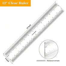 CYFUN DESIGN 1 Pc 12 Pulgadas Regla De Acrílico Claro Con Centro Cero - transparente - Ver 2