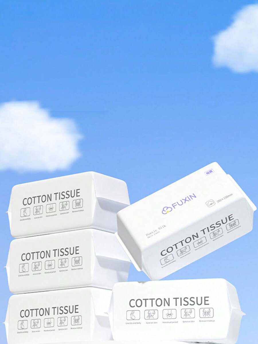 1入組125g/100張規格一次性增厚抽取式潔面紙巾,可用於臉部清洗和卸妝 - 白色 - 查看 1
