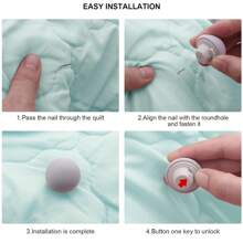 MQUPIN Quilt Fixing Clips,16 Pcs Duvet Cover Clips,Mushroom Round Fixing Clips With Buttons,Bedroom Duvet Fixing Holder Quilt Cover Pins With Box - Grey - View 5