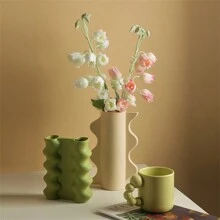 1只創意陶瓷工藝中世紀風格花瓶孟菲斯藝術裝飾花瓶,適用於書架、婚禮禮物、客廳臥室裝飾擺件 - 綠色 - 查看 5