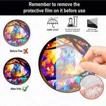 1只貓頭鷹花紋花園日光板裝飾,亞克力日光板牆窗院樹裝飾品,適用於室內和室外 - Pattern 05 - 查看 2