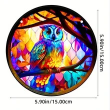 1只貓頭鷹花紋花園日光板裝飾,亞克力日光板牆窗院樹裝飾品,適用於室內和室外 - Pattern 05 - 查看 6