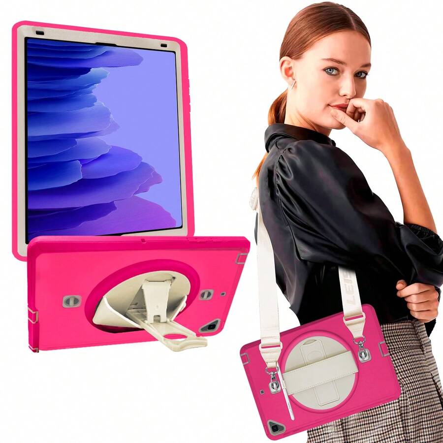 Funda para iPad Pro 9.7" 2016 A1673 iPad Air 2 2014 A1566 iPad 5 Gen 2017 A1822 iPad 6 Gen 2018 A1893 Uso Rudo Correa 360° Pencil Carcasa - Rosa - Ver 1