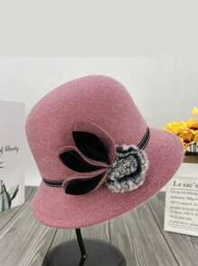 1頂女士優雅帽，時尚復古桶帽或秋冬裝配的桶帽 - 黑色 - 查看 9