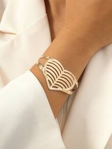 1入經典精美的中空翅膀、花朵、葉子、心形和線條裝飾多層手鏈,適用於女性宴會和儀式場合和禮物 - 線條 - 查看 10