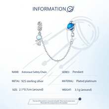 WOSTU 1入組925純銀宇航員安全鍊星球鏈配件,適用於女士手鐲手鍊diy精品珠串,宇航員系列 - 銀色 - 查看 5