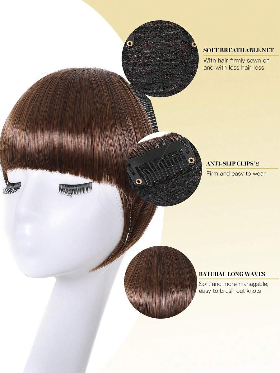 2 Clips In Hair Bangs Extension Hairpiece Synthetic Natural Hiarbangs Hair Piece Air Bangs Clip