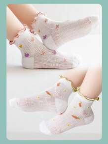 10 Pairs Cute Cartoon Socks For Kids With Heart & Frill Trim - Multicolor - View 4