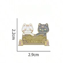 貓琺瑯別針黑白貓動物占卜胸針翻領徽章背包衣服卡通別針飾品配件 - 黑與白 - 查看 6