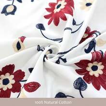 Floral Embroidered Cafe Curtains For Dining Room, Romantic Style Red Flower Curtain For Bedding Room Living Room(74W X 90Drop) - White - View 5