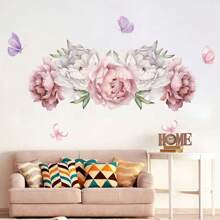 BRUP Simulation Watercolor Flower Cluster Butterfly Wall Stickers For Bedroom Living Room  Decoration Wall Decals - Multicolor - View 3