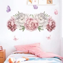 BRUP Simulation Watercolor Flower Cluster Butterfly Wall Stickers For Bedroom Living Room  Decoration Wall Decals - Multicolor - View 4