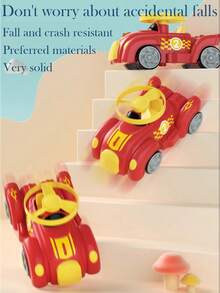 Bamboo Dragonfly Collision Gyro Toy Car Flying Saucer Disc Inertia Car Collision Launch Disc Car Ejection Flying Disc Inertia Decompression Toy - Red - View 5