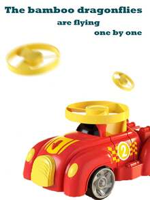 Bamboo Dragonfly Collision Gyro Toy Car Flying Saucer Disc Inertia Car Collision Launch Disc Car Ejection Flying Disc Inertia Decompression Toy - Red - View 4