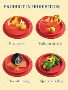 Bamboo Dragonfly Collision Gyro Toy Car Flying Saucer Disc Inertia Car Collision Launch Disc Car Ejection Flying Disc Inertia Decompression Toy - Red - View 12