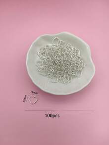 100 件/包金屬 Diy 首飾配件五尖星浮雕圓圈星形開口環平口幾何連接環 - 銀色 - 查看 3