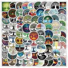 100入組卡通豐富多彩的生命之樹貼紙,林克斯風格時尚材料圖案貼紙適用於玻璃、馬克杯、筆記本、手機殼、行李箱、冰箱、電腦、日記、桌面、塗鴉、diy、自粘、防水 - 彩色 - 查看 1