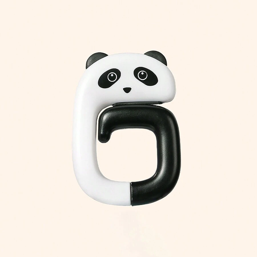 1pc Removable Office Bag Hanger, Foldable Student Desk Edge Backpack Hook, Convenient To Carry, Creative Hook, Suitable For Office Desk, Table, Made Of Abs Material, Strong Load-Bearing Capacity Up To 15kg - Black and White Panda - View 1