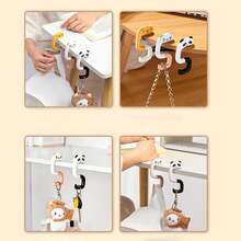 1pc Removable Office Bag Hanger, Foldable Student Desk Edge Backpack Hook, Convenient To Carry, Creative Hook, Suitable For Office Desk, Table, Made Of Abs Material, Strong Load-Bearing Capacity Up To 15kg - Black and White Panda - View 8