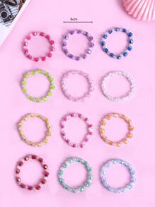 12pcs Children Transparent AB Beads Bracelet, Suitable For Daily Wear, School Use, Birthday Gift