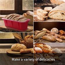 烘焙模具,吐司盒模具,不粘硅膠烘焙模具,1入組麵包盤硅膠模具,適用於diy蛋糕、麵包、肉糕和煎餅,可以放在冰箱、微波爐和烤箱使用 - 紅色 - 查看 2