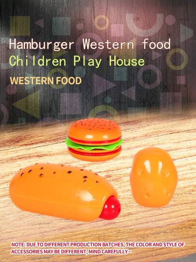 1個兒童假想遊戲漢堡和冰淇淋玩具,迷你廚房烹飪食物模型,男孩和女孩,嬰兒生日和新年禮物