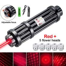 Red Laser Pointer Flashlight, With Adjustable Focus Distance, Equipped With Battery And Charger, Suitable For Astronomy, Camping, Hiking And Outdoor Activities At Night. - Red - View 1