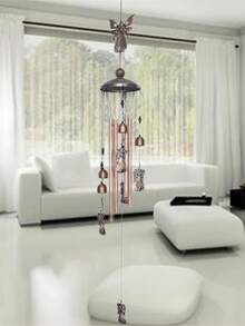 擁有4根鋁管和7個天使吊飾的天使戶外風鈴,s形掛鉤掛在花園院子裝飾追憶風鈴,是媽媽的絕佳禮物選擇,36寸金屬音樂風鈴,適用於情人節 - 電鍍天使 - 查看 3