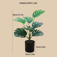 1入組led模擬植物夜燈,創意禮物,裝飾盆栽植物,室內景觀燈,浪漫樹枝裝飾,人造樹形燈 - 龜背竹 - 查看 3