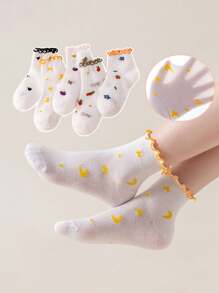 10 Pairs Cute Cartoon Socks For Kids With Heart & Frill Trim - Multicolor - View 6